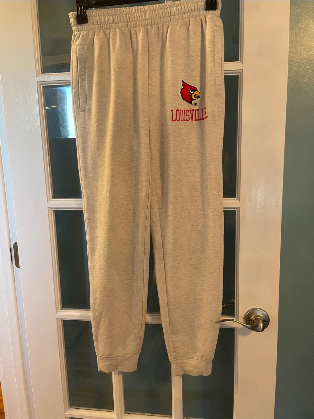 Gray Men's Fleece Joggers with Cardinal Logo